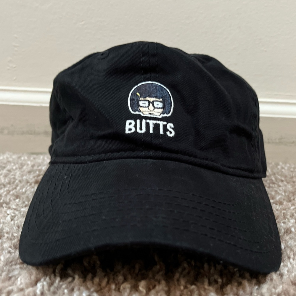 Bob’s Burgers Hat Cap Strap Back Tina Butts Embroidered Black Cotton Adjustable